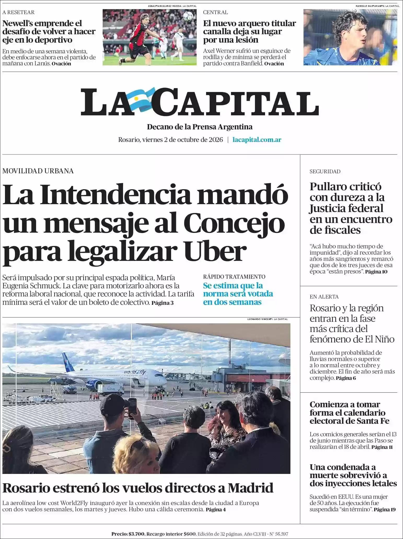 Estudios Max | FM MONUMENTAL - Tapa del diario La Capital Rosario