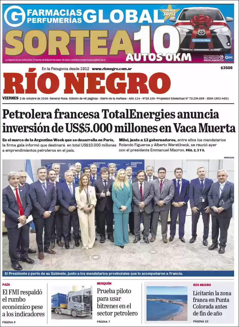 Estudios Max | FM MONUMENTAL - Tapa del diario Rio Negro