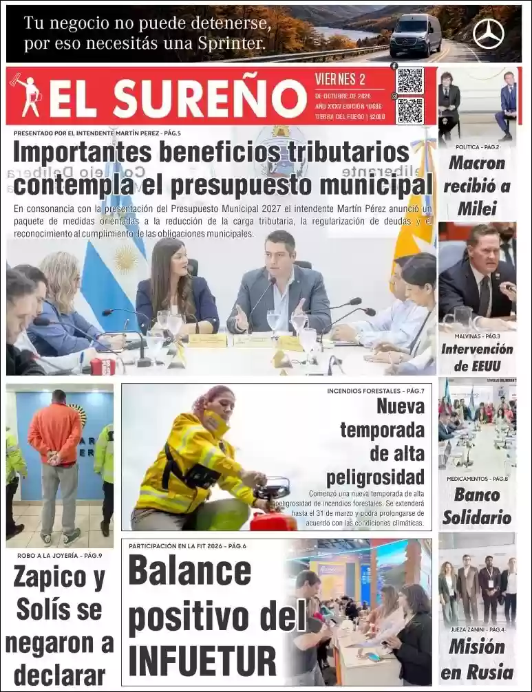 Estudios Max | FM MONUMENTAL - Tapa del diario El Sureño